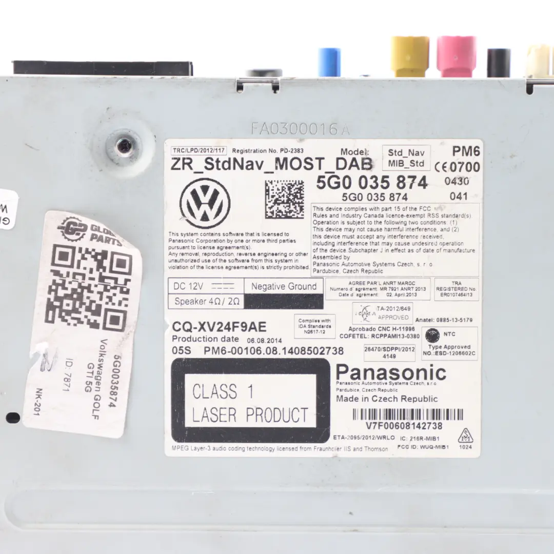 Volkswagen VW Golf Mk7 Infotainment Radio Multimedia Head Unit - SKU 5G0035874 - Part number 5G0035874