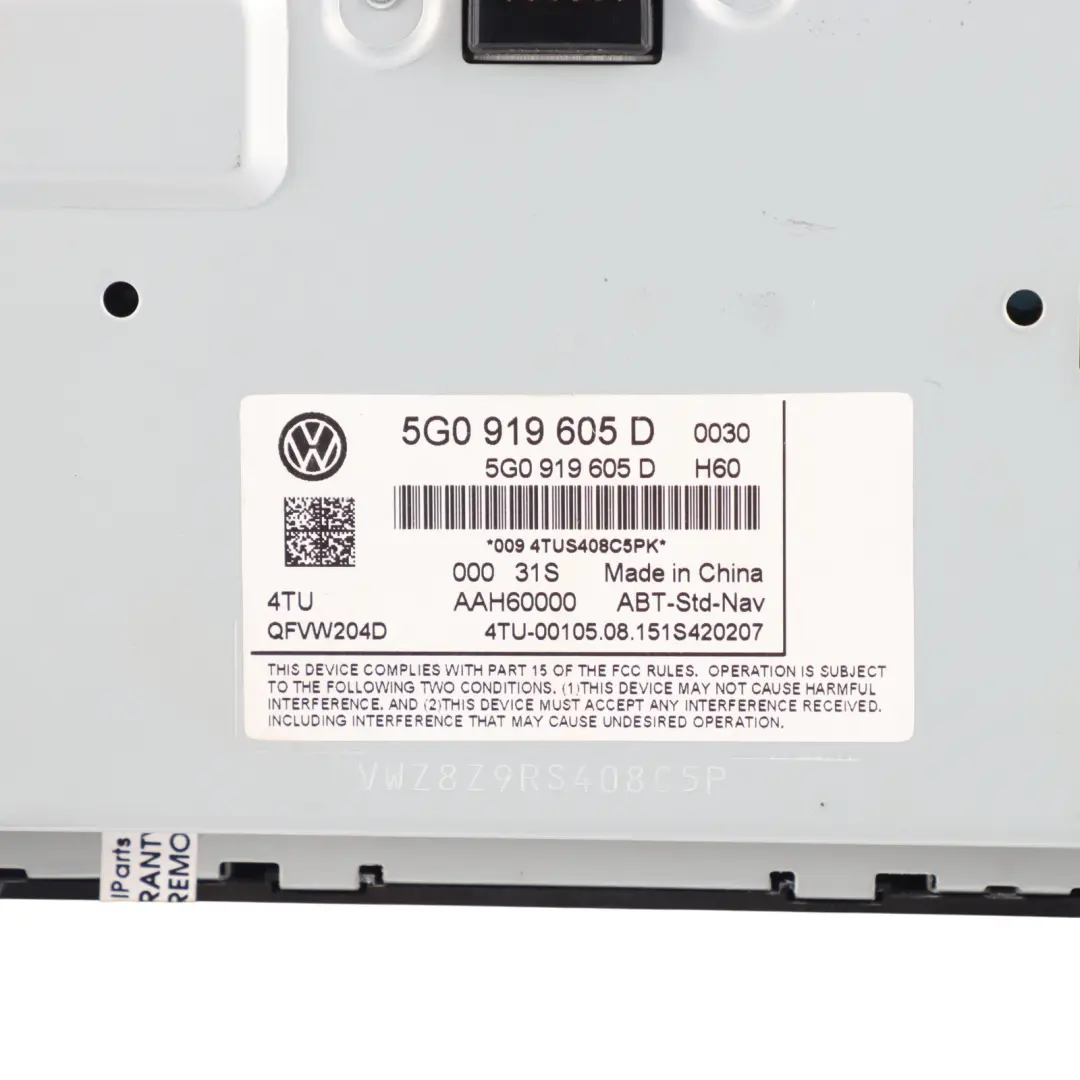 VW Volkswagen Golf Mk7 VII Radio Control Head Unit CD Player - SKU 5G0919605D - Part number 5G0919605D