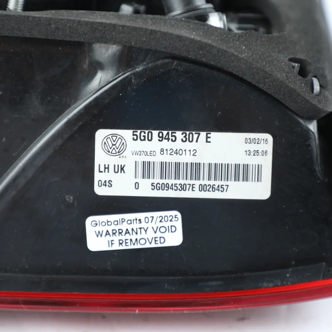 Lamp Trunk Lid Light Inner R Line Left N/S to Volkswagen Golf Mk7 Rear with Part number 5G0945307E Volkswagen Golf Mk7 Rear Lamp Trunk Lid Light Inner R Line Left N/S - SKU 5G0945307E - Part number 5G0945307E