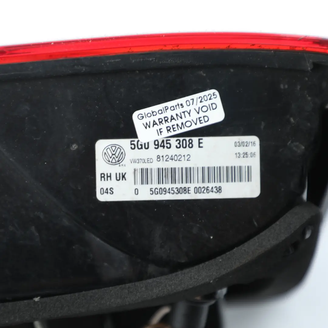 Lamp Trunk Lid Light Inner R Line Right O/S to Volkswagen Golf Mk7 Rear with Part number 5G0945308E Volkswagen Golf Mk7 Rear Lamp Trunk Lid Light Inner R Line Right O/S - SKU RHD-5G0945308E - Part number 5G0945308E