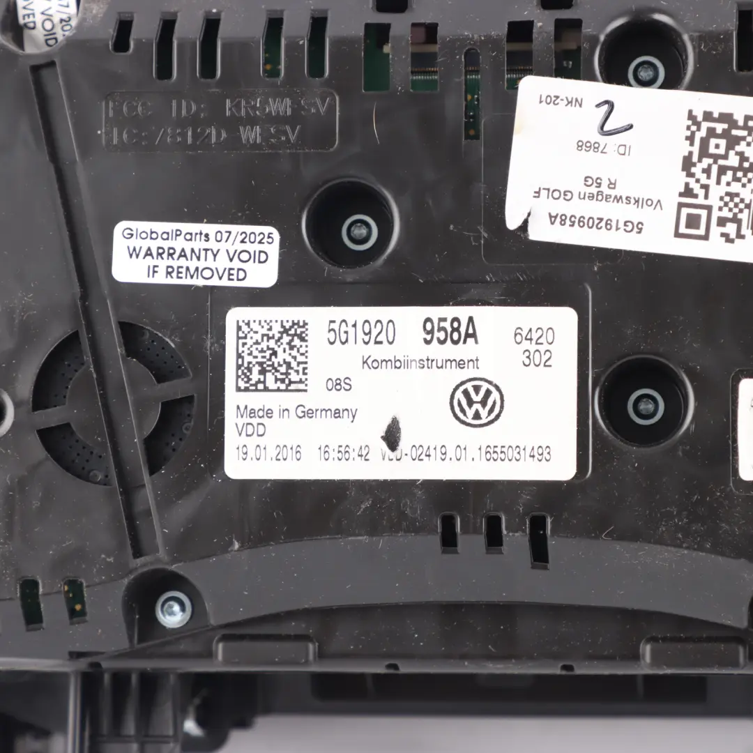 Instrument Cluster Clocks Petrol Automatic to Volkswagen Golf R Mk7 VII with Part number 5G1920958A Volkswagen Golf R Mk7 VII Instrument Cluster Clocks Petrol Automatic - SKU RHD-5G1920958A - Part number 5G1920958A