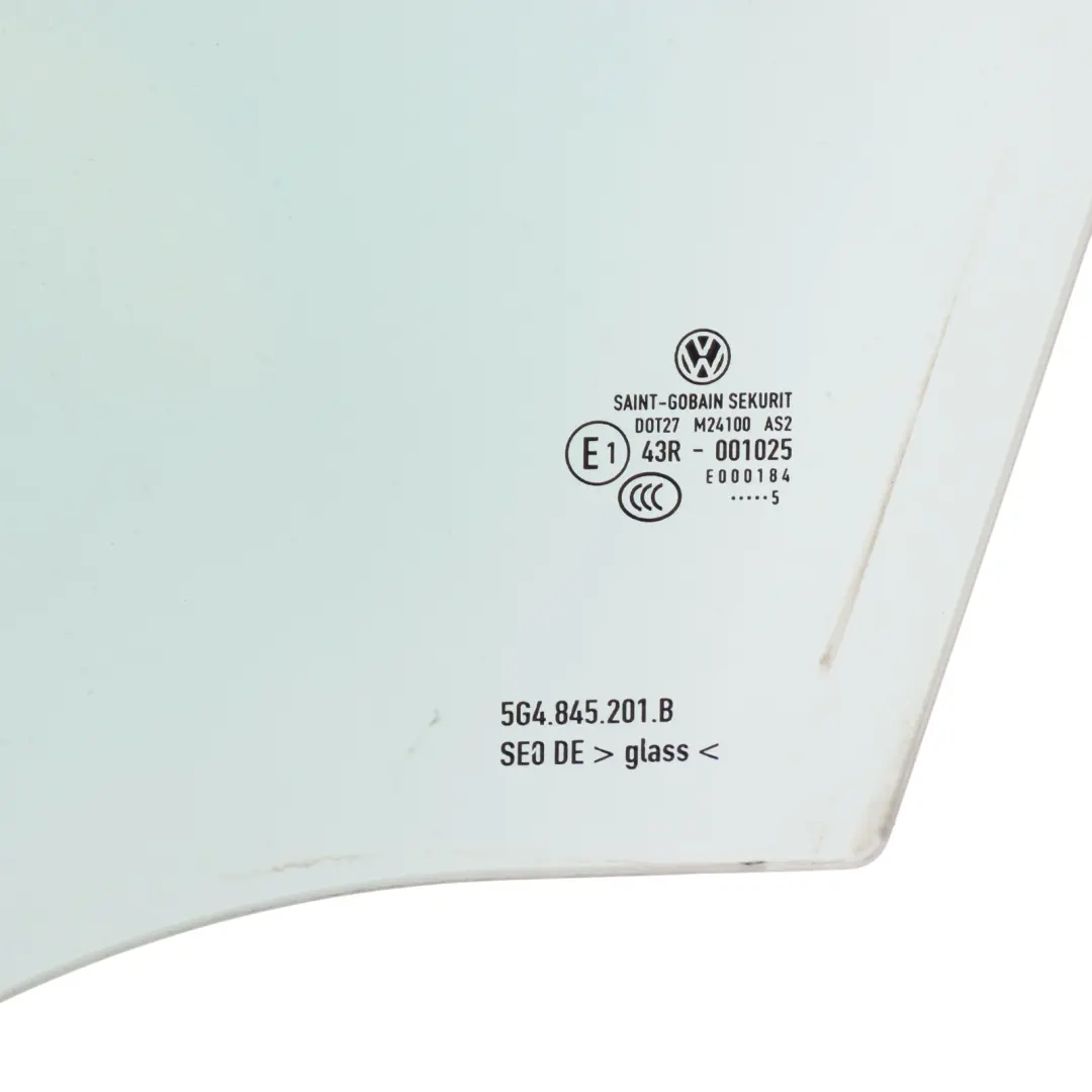 Volkswagen Golf 5G 7 Porta Anteriore Sinistra Vetro Laterale Verde AS2 - SKU 5G4845201B - Numero di parte 5G4845201B