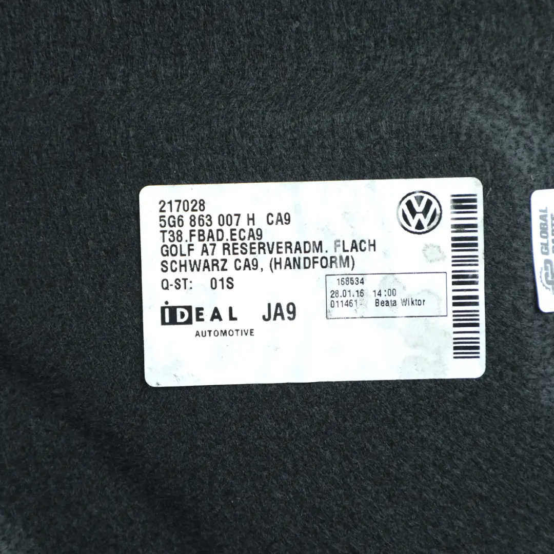 Boot Trunk Floor Cover Liner Spare Wheel Well 5G6858855F to Volkswagen Golf Mk7 with Part number 5G6863007H Volkswagen Golf Mk7 Boot Trunk Floor Cover Liner Spare Wheel Well 5G6858855F - SKU 5G6863007H - Part number 5G6863007H