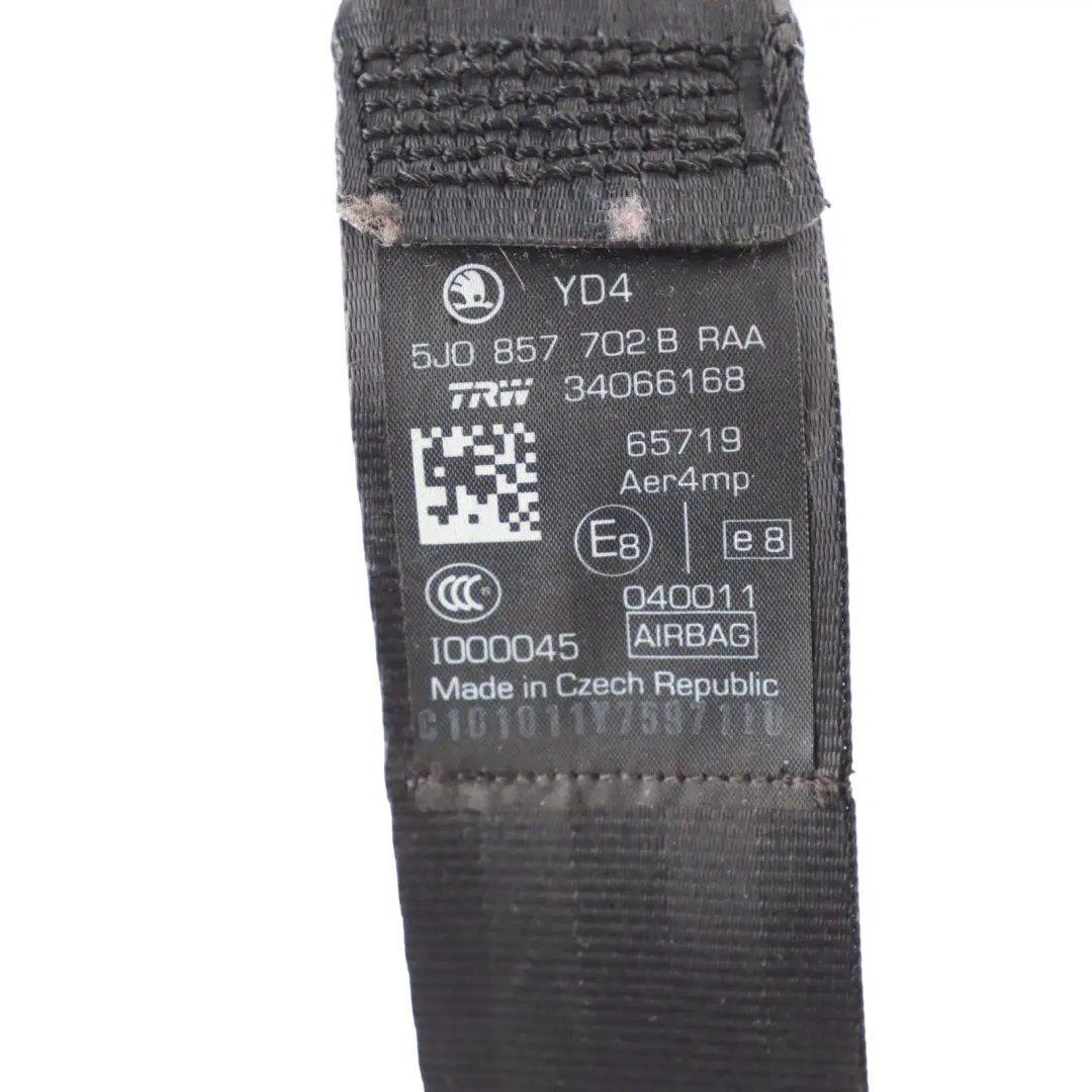 Belt Front Right O/S Safety Belt Black to Skoda Fabia 5J Seat with Part number 5J0857702B Skoda Fabia 5J Seat Belt Front Right O/S Safety Belt Black - SKU RHD-5J0857702B - Part number 5J0857702B