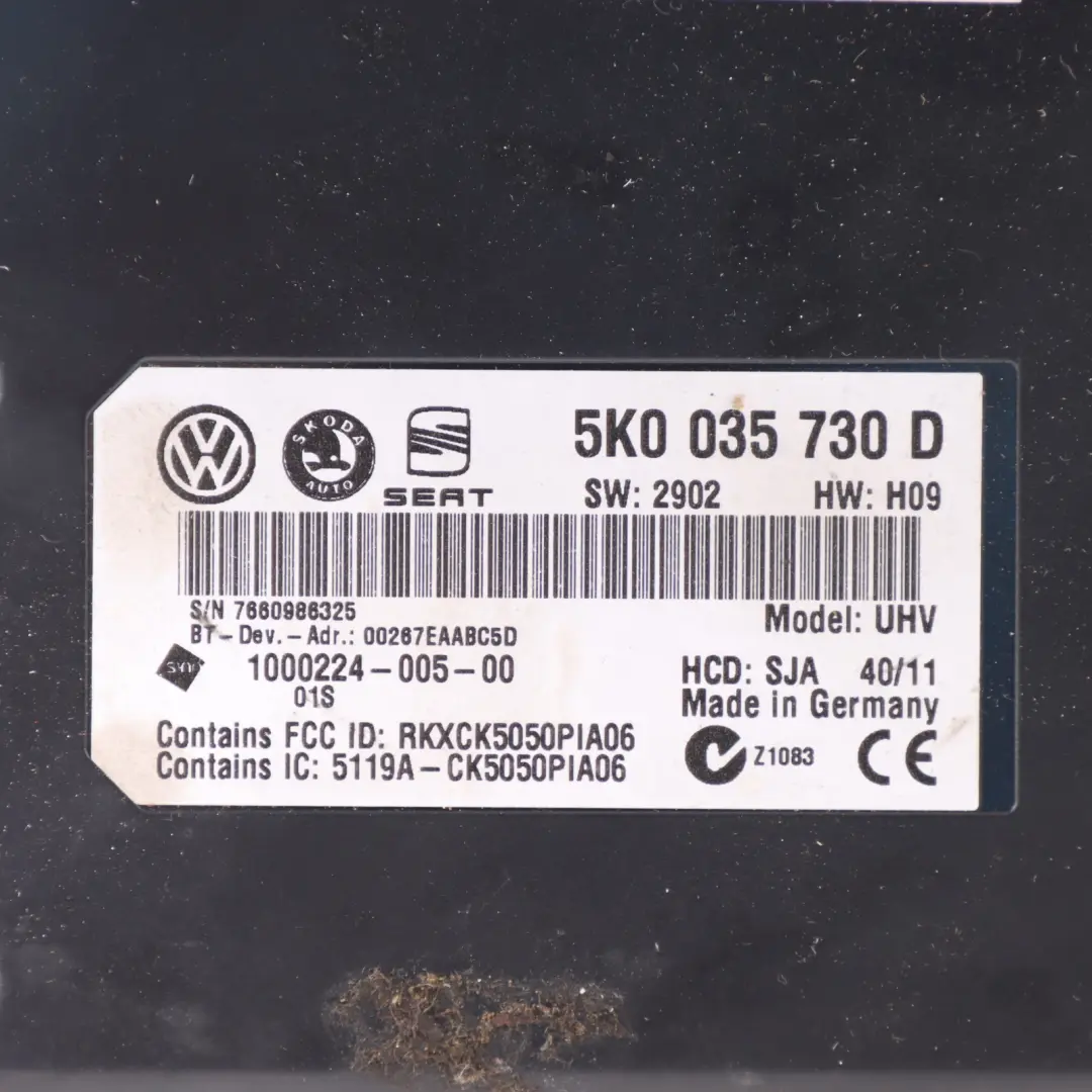 VW Volkswagen Golf VI 6 Moduł Sterownik Bluetooth ECU - SKU 5K0035730D - Numer Części 5K0035730D