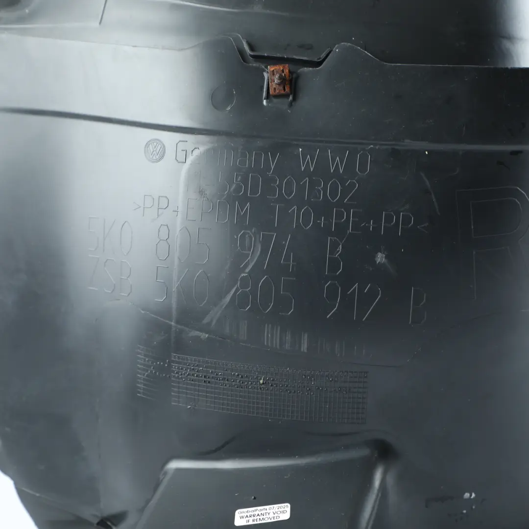 Mk6 VI Wheel Arch Liner Splash Guard Front Right O/S to Volkswagen Golf with Part number 5K0805912B Volkswagen Golf Mk6 VI Wheel Arch Liner Splash Guard Front Right O/S - SKU 5K0805912B - Part number 5K0805912B