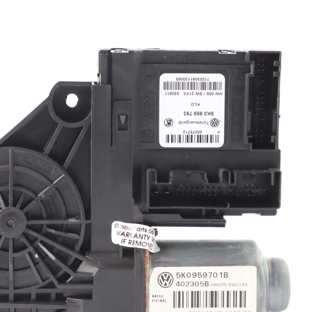 Mk6 VI Window Lifter Motor Front Right O/S Regulator to Volkswagen Golf with Part number 5K0959701B Volkswagen Golf Mk6 VI Window Lifter Motor Front Right O/S Regulator - SKU 5K0959701B - Part number 5K0959701B