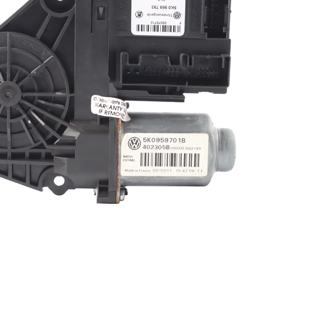 Mk6 VI Window Lifter Motor Front Right O/S Regulator to Volkswagen Golf with Part number 5K0959701B Volkswagen Golf Mk6 VI Window Lifter Motor Front Right O/S Regulator - SKU 5K0959701B - Part number 5K0959701B