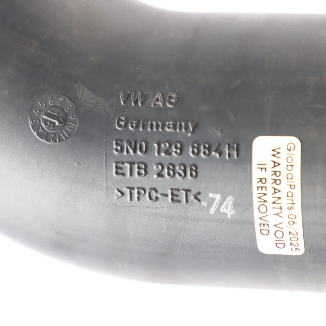 Intake Channel Guide Duct Hose Pipe 2.0 TFSI Petrol to Audi Q3 8U Air with Part number 5N0129684H Audi Q3 8U Air Intake Channel Guide Duct Hose Pipe 2.0 TFSI Petrol - SKU 5N0129684H - Part number 5N0129684H