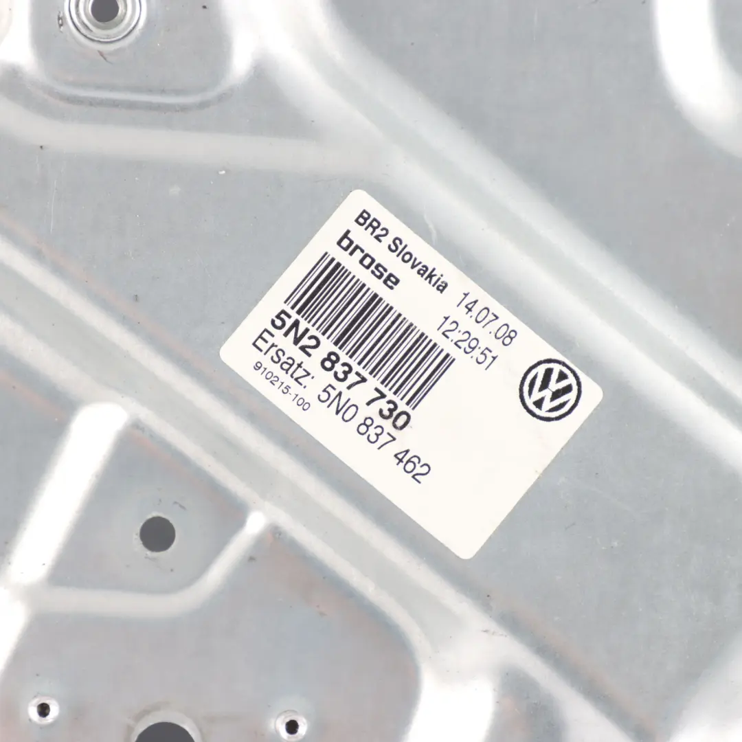Volkswagen Tiguan Mk1 5N Window Regulator Front Right O/S - SKU 5N0837462 - Part number 5N0837462