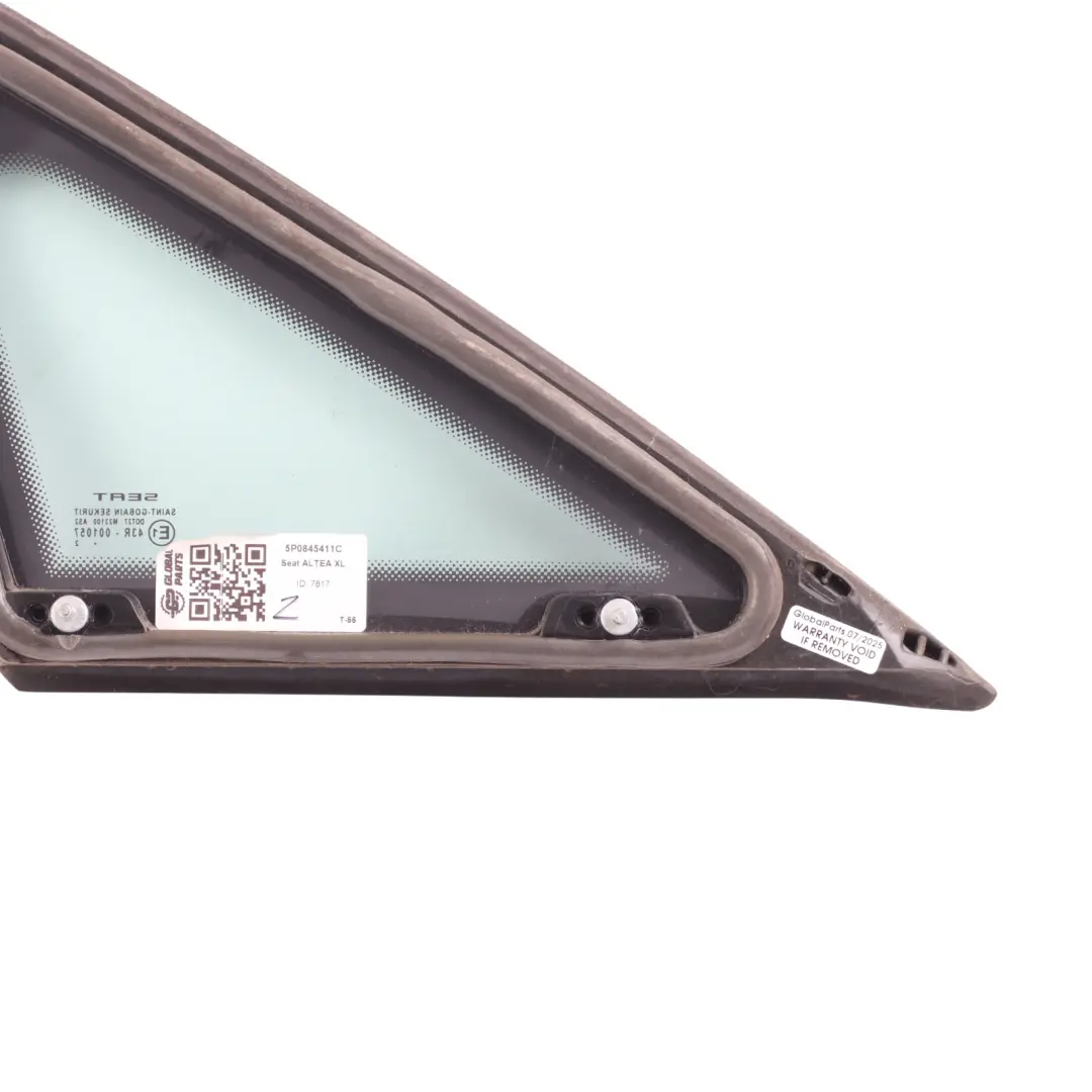 Window Glass Triangle Fixed Quarter Front Left N/S AS2 5P0845412C to Seat Altea XL with Part number 5P0845411C Seat Altea XL Window Glass Triangle Fixed Quarter Front Left N/S AS2 5P0845412C - SKU 5P0845411C - Part number 5P0845411C