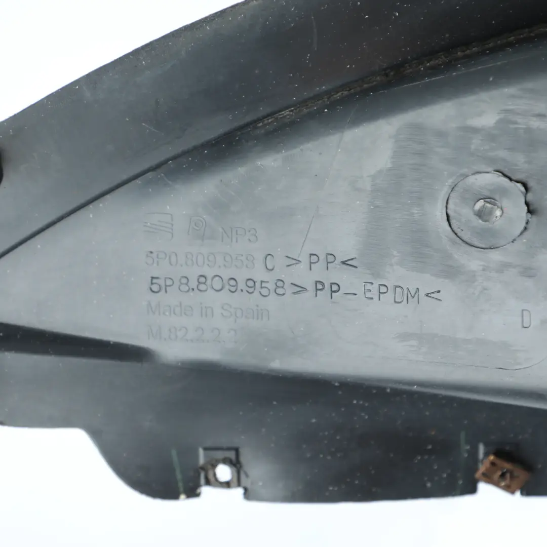 5P Wheel Arch Liner Splash Guard Front Right O/S to Seat Altea XL with Part number 5P8809958 Seat Altea XL 5P Wheel Arch Liner Splash Guard Front Right O/S - SKU 5P8809958 - Part number 5P8809958