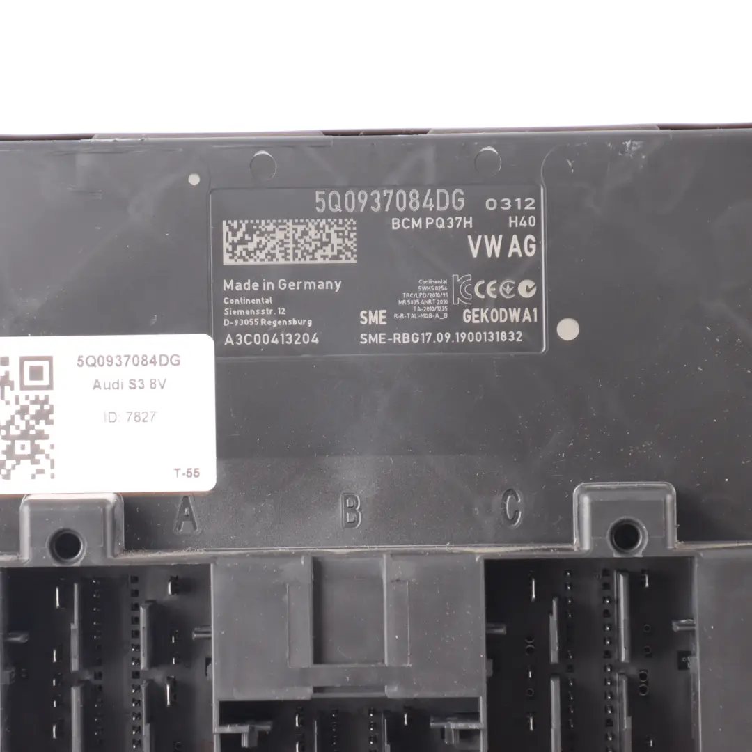 Body Control Module Unit ECU to Audi S3 8V BCM with Part number 5Q0937084DG Audi S3 8V BCM Body Control Module Unit ECU - SKU 5Q0937084DG - Part number 5Q0937084DG