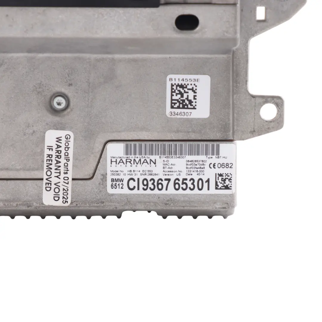 BMW X5 F11 X3 F25 X4 F26 Radio Navigation Head Unit USA Model 9367653 - SKU 6819953 - Part number 6819953