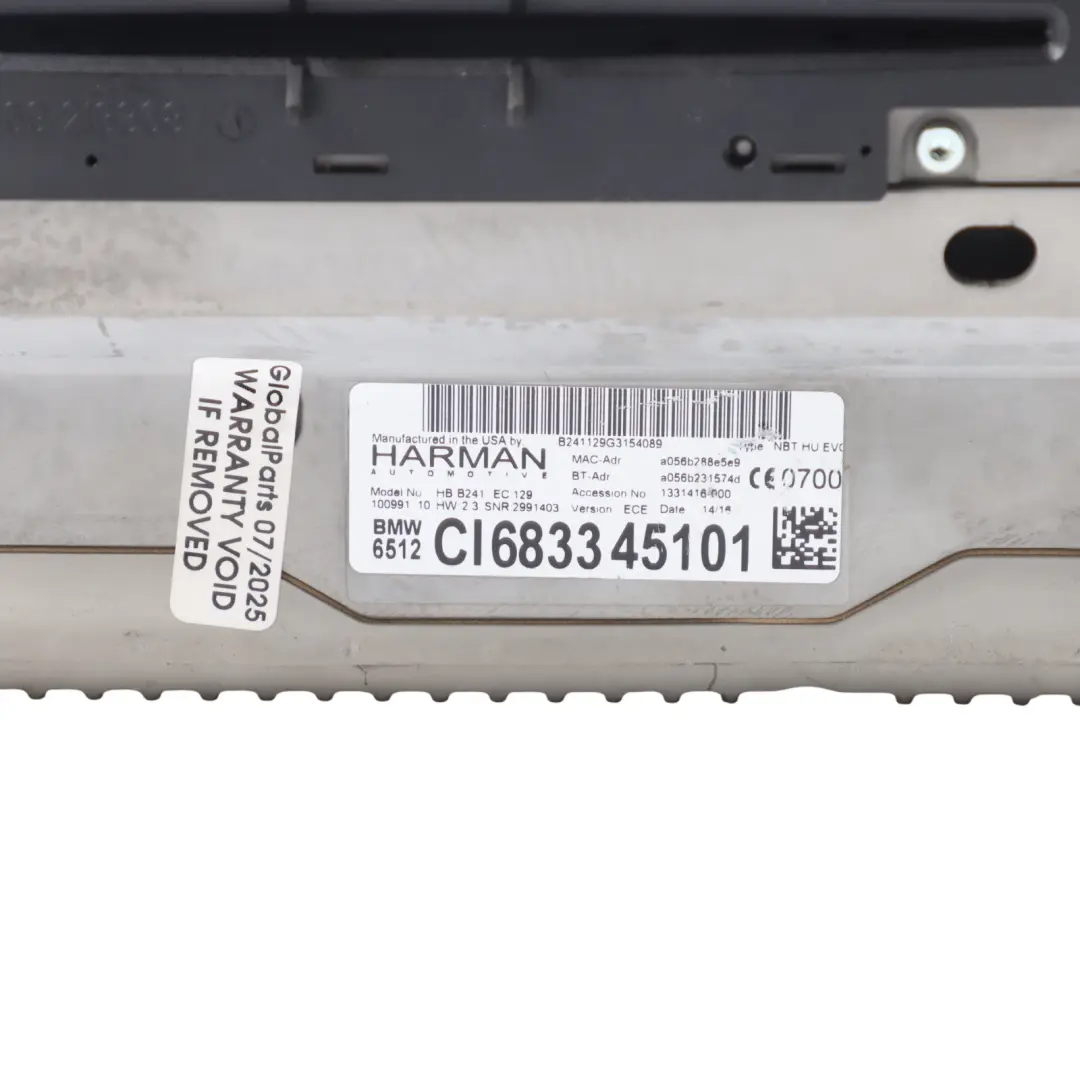  Navigation Head Unit BMW F06N F12N F13N F25 F26 Radio CD Player High 2 - SKU 6833451-1 - Part number 6833451