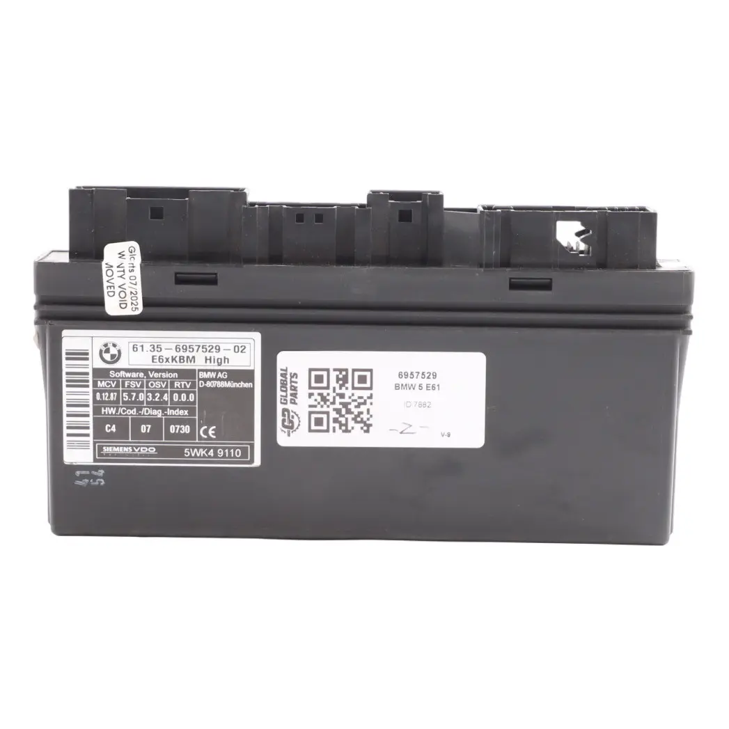 Body Control Module Unit ECU BCM KBM High to BMW E61 with Part number 6957529 BMW E61 Body Control Module Unit ECU BCM KBM High - SKU 6957529 - Part number 6957529