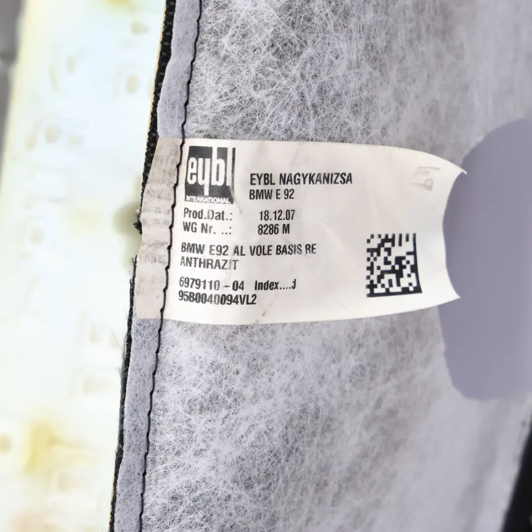 BMW E92 Coupe Front Right O/S Seat Cloth Black Anthracite Fluid Linea Interior - SKU 6979110-1 - Part number 6979110