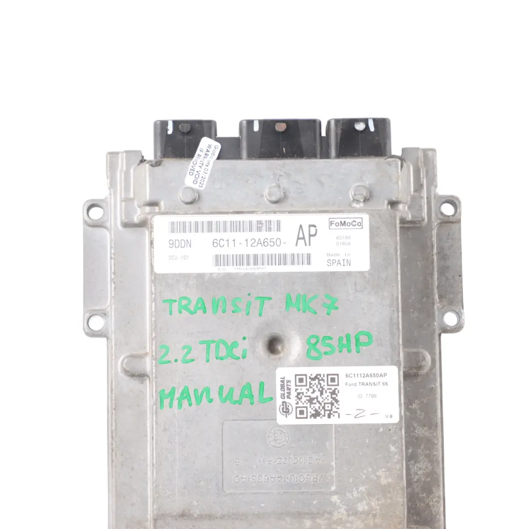 85HP Engine Control Unit ECU Manual to Ford Transit MK7 2.2 TDCI with Part number 6C1112A650AP Ford Transit MK7 2.2 TDCI 85HP Engine Control Unit ECU Manual - SKU 6C1112A650AP - Part number 6C1112A650AP