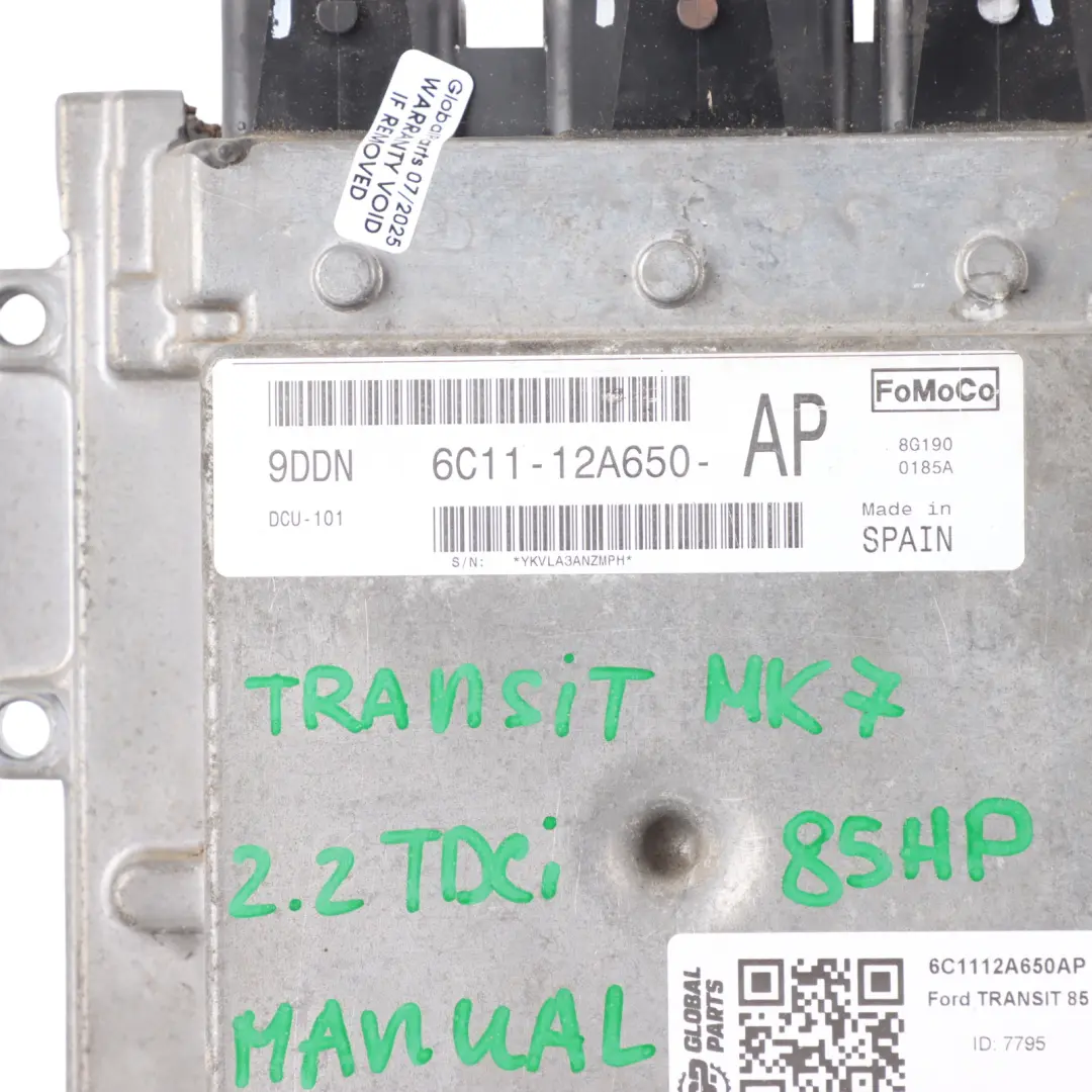 85HP Engine Control Unit ECU Manual to Ford Transit MK7 2.2 TDCI with Part number 6C1112A650AP Ford Transit MK7 2.2 TDCI 85HP Engine Control Unit ECU Manual - SKU 6C1112A650AP - Part number 6C1112A650AP