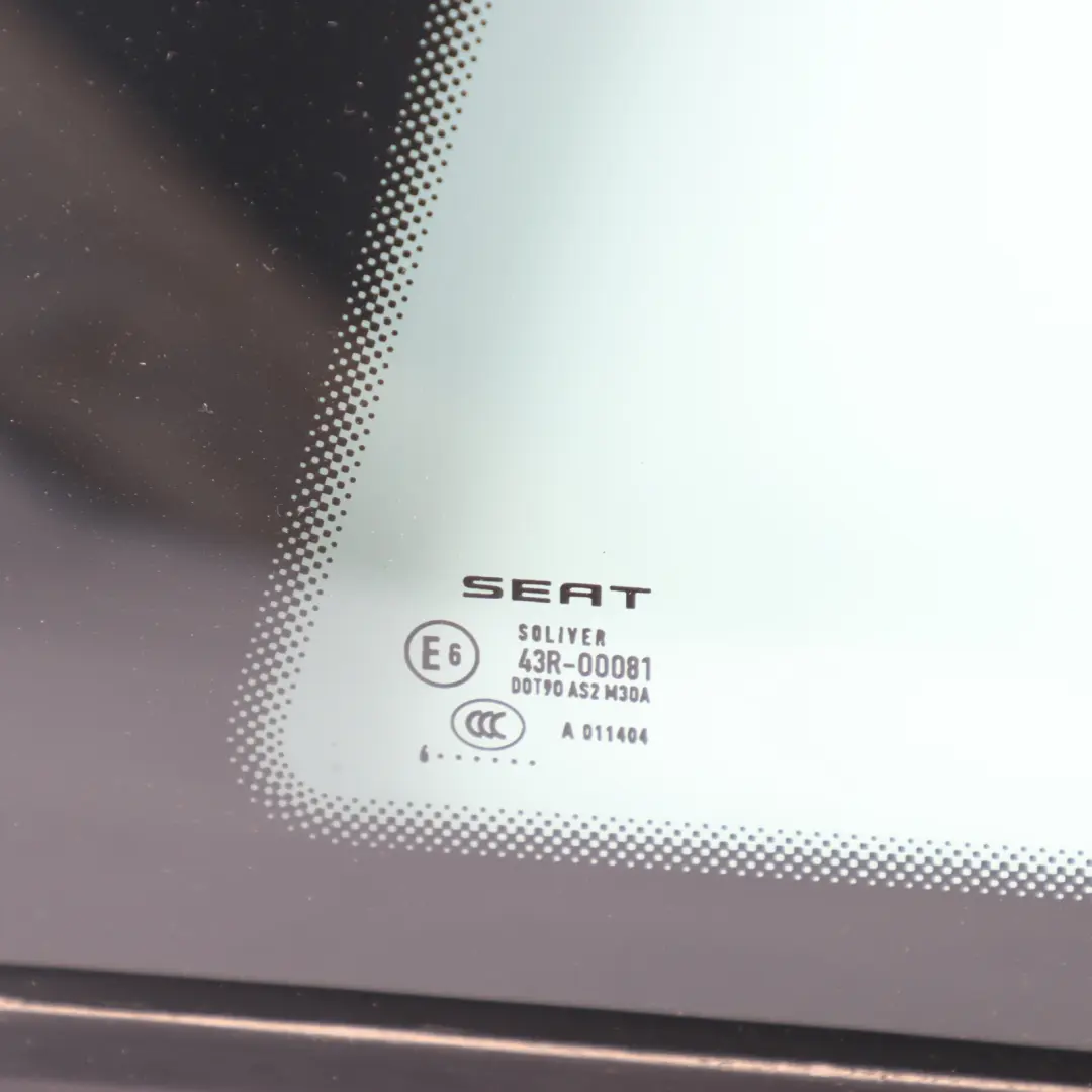 6J 3 Door Window Glass Fixed Green AS2 Rear Left N/S to Seat Ibiza with Part number 6J3845041F Seat Ibiza 6J 3 Door Window Glass Fixed Green AS2 Rear Left N/S - SKU 6J3845041F - Part number 6J3845041F