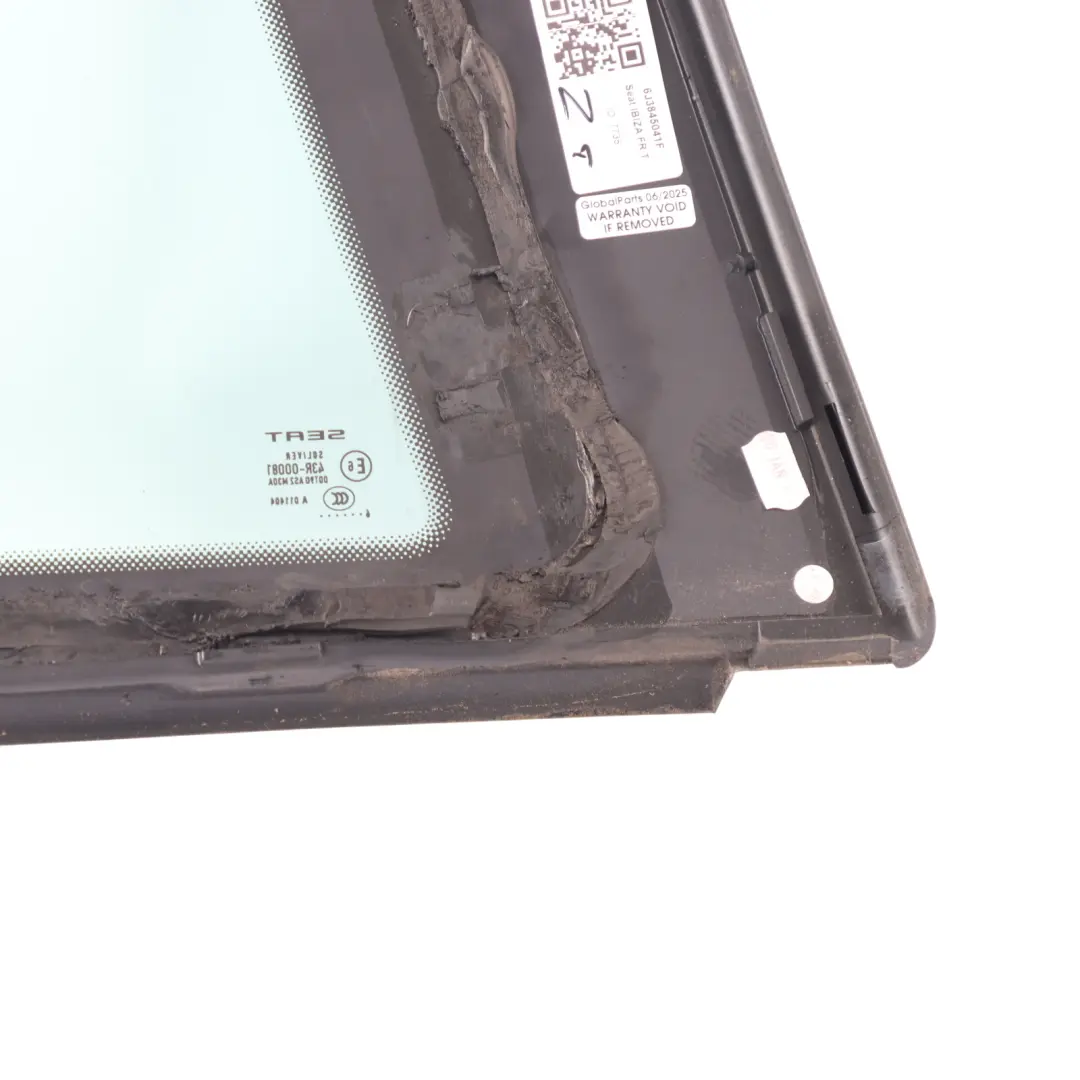 6J 3 Door Window Glass Fixed Green AS2 Rear Left N/S to Seat Ibiza with Part number 6J3845041F Seat Ibiza 6J 3 Door Window Glass Fixed Green AS2 Rear Left N/S - SKU 6J3845041F - Part number 6J3845041F
