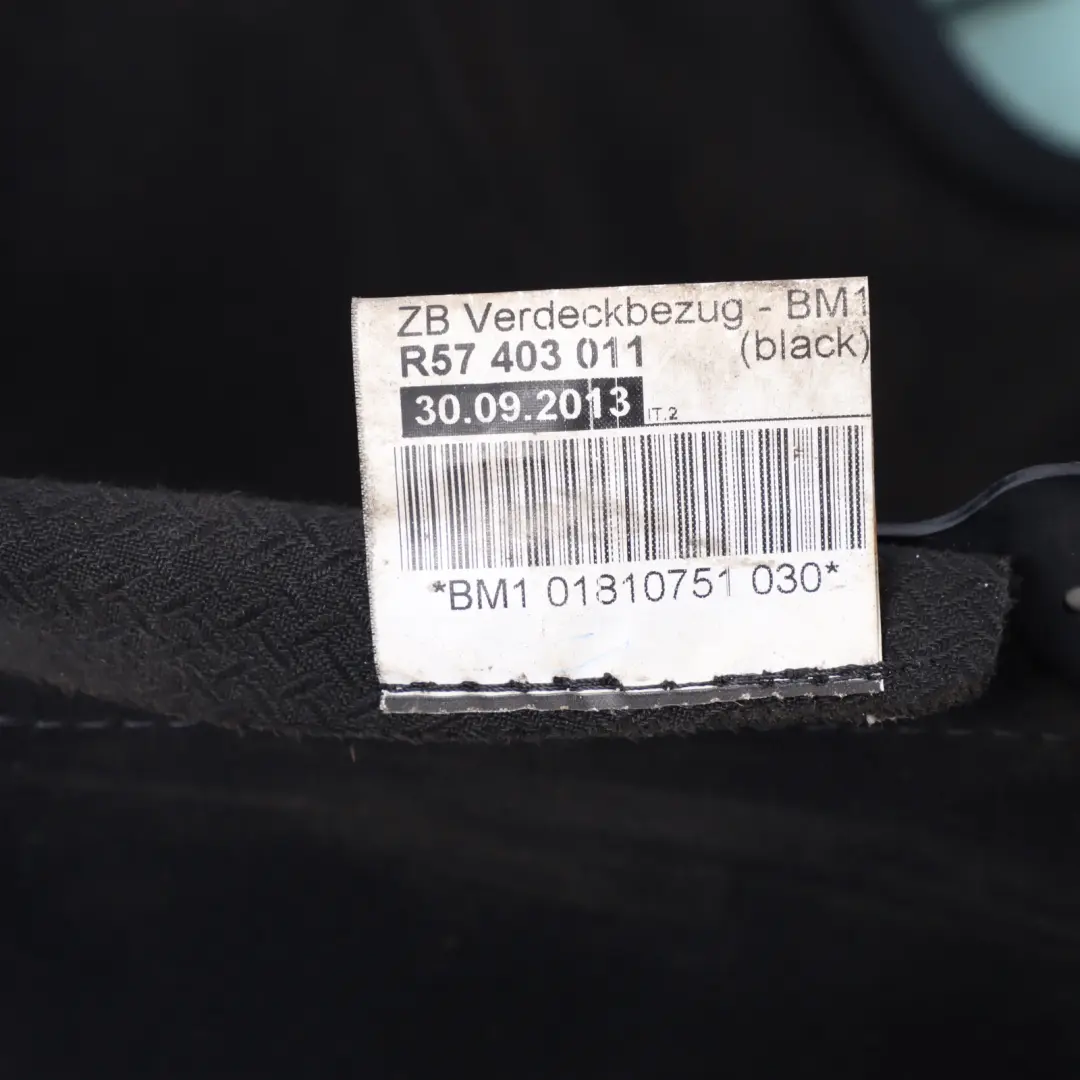 Mini Cooper R57 Cabrio Convertible Roof Folding Soft Top Cover Cloth Black - SKU 7191145 - Part number 7191145
