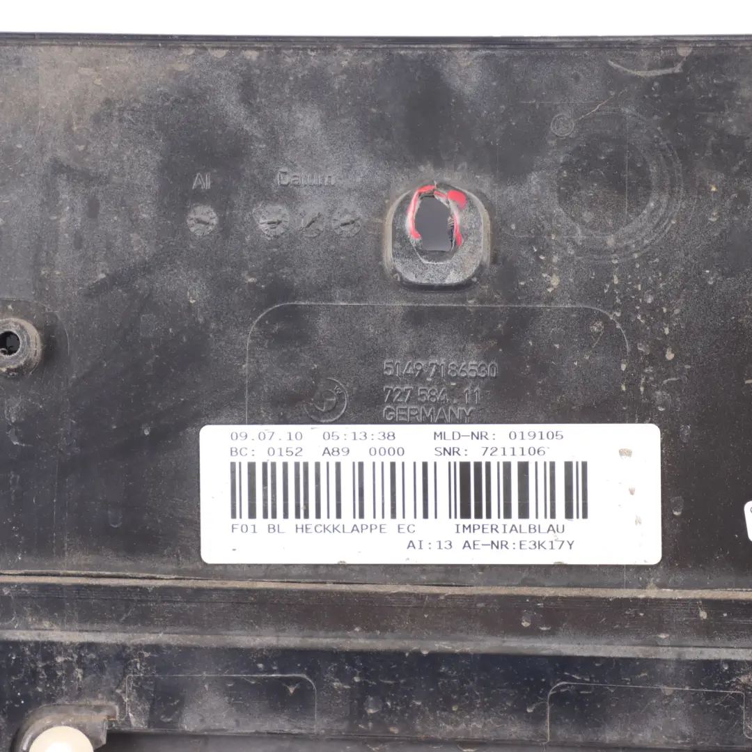 Finisher Trunk Boot Lid Cover Imperial Blue Metallic - A89 7186530 to BMW F01 F02 with Part number 7205731 BMW F01 F02 Finisher Trunk Boot Lid Cover Imperial Blue Metallic - A89 7186530 - SKU 7205731-IBB - Part number 7205731