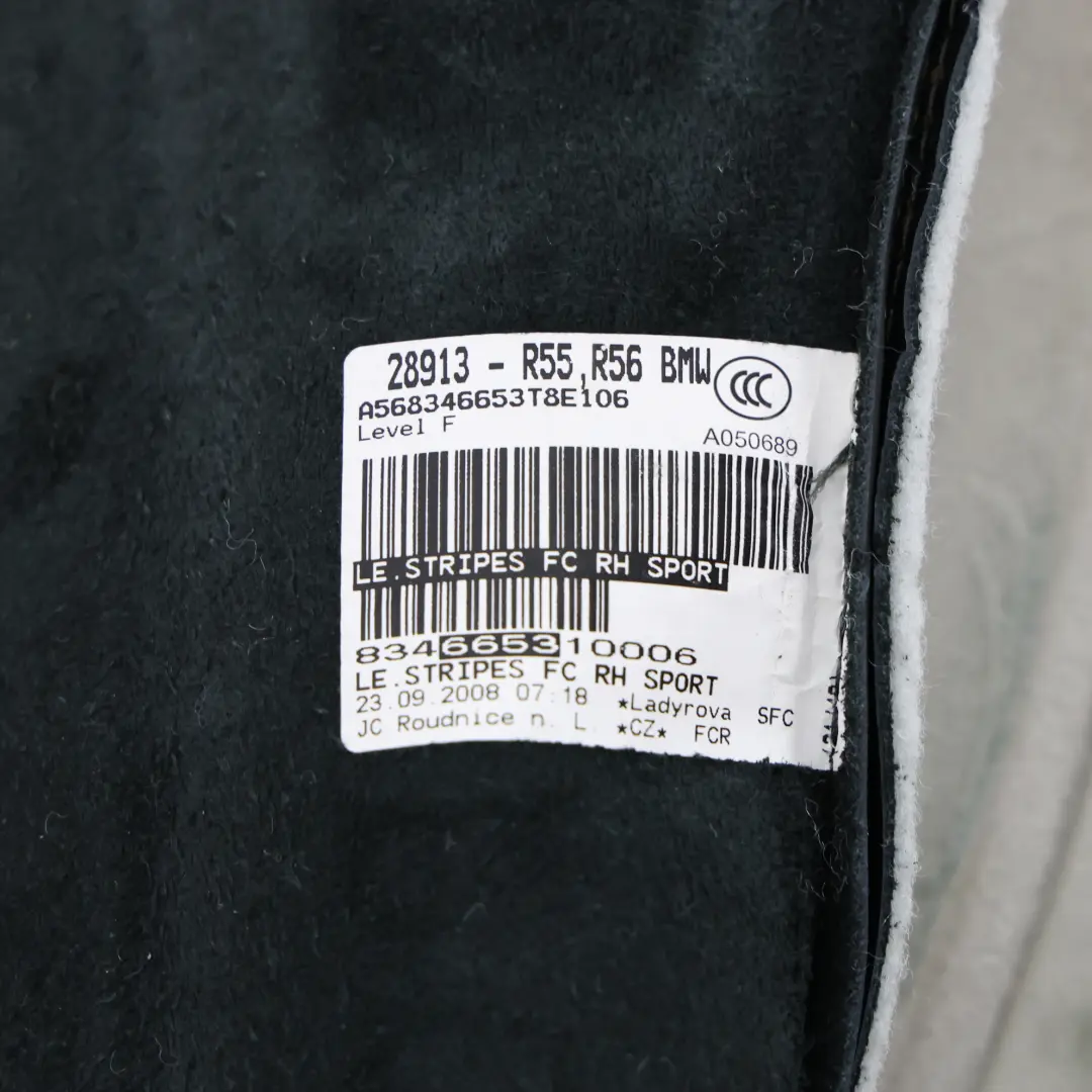 Mini Cooper R55 R56 R57 R58 Front Right Seat O/S Cover Black Leather Punch - SKU 7229558-3 - Part number 7229558