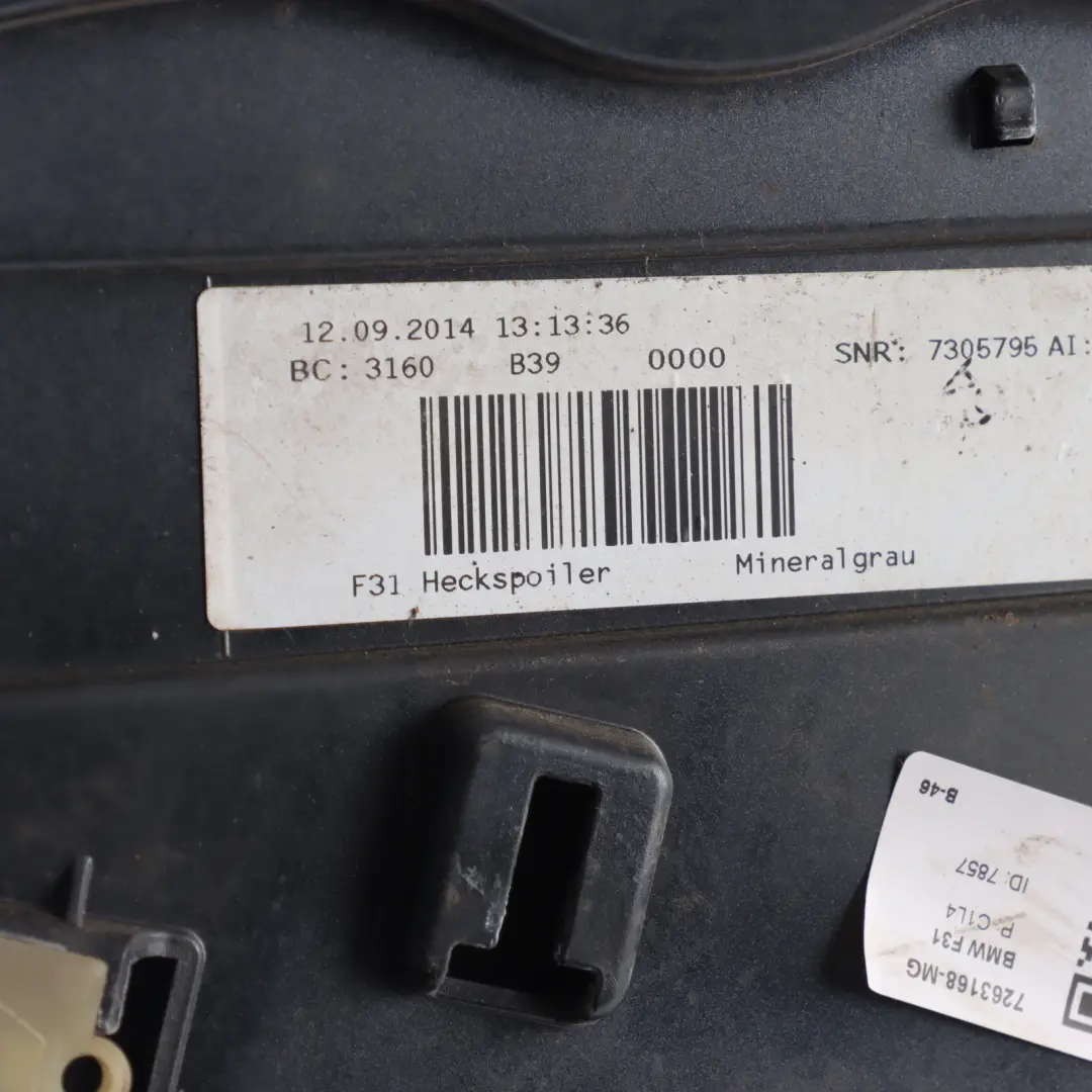 Embellecedor Del Alerón Trasero Del Maletero Mineralgrau B39 para BMW F31 Touring con número de pieza 7263168 BMW F31 Touring Embellecedor Del Alerón Trasero Del Maletero Mineralgrau B39 - SKU 7263168-MG - Número de pieza 7263168