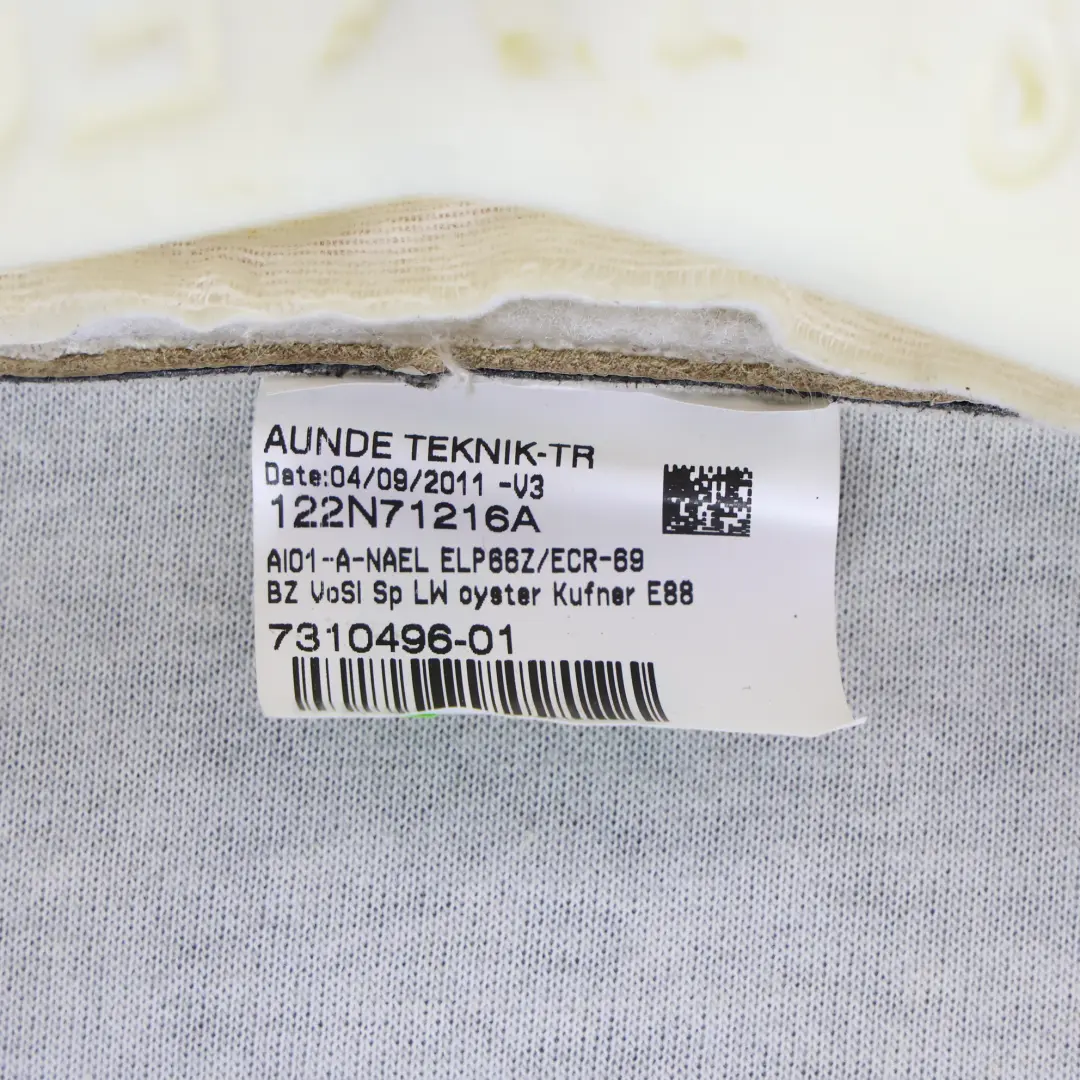 BMW E81 E82 E88 Sitzbezug Sport Beheizt Vorne Links Rechts Oyster Leder - SKU 7310496 - Teilenummer 7310496