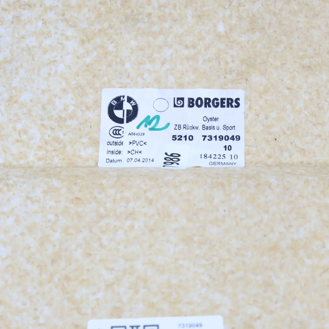 Asiento Delantero Respaldo Tapa Panel Trasero Oyster para BMW F01 F07 F10 LCI con número de pieza 7319049 BMW F01 F07 F10 LCI Asiento Delantero Respaldo Tapa Panel Trasero Oyster - SKU 7319049 - Número de pieza 7319049