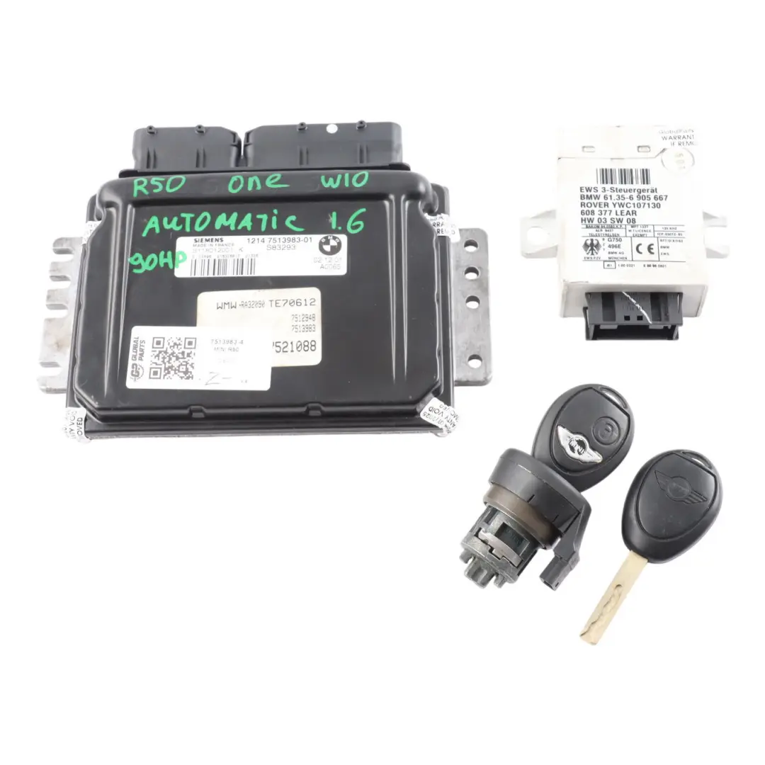 90HP Engine Control ECU DME Kit Automatic to Mini Cooper R50 Engine W10 with Part number 7513983 Mini Cooper R50 Engine W10 90HP Engine Control ECU DME Kit Automatic - SKU 7513983-4 - Part number 7513983