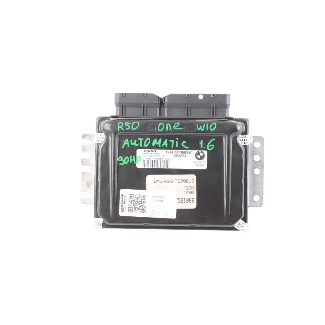 Mini Cooper R50 Engine W10 90HP Engine Control ECU DME Kit Automatic - SKU 7513983-4 - Part number 7513983