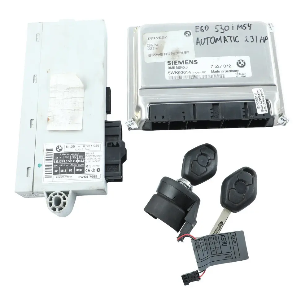 M54 231HP Engine ECU Kit DME + CAS2 + 2 Key Automatic to BMW E60 530i with Part number 7527072 BMW E60 530i M54 231HP Engine ECU Kit DME + CAS2 + 2 Key Automatic - SKU 7527072-12 - Part number 7527072