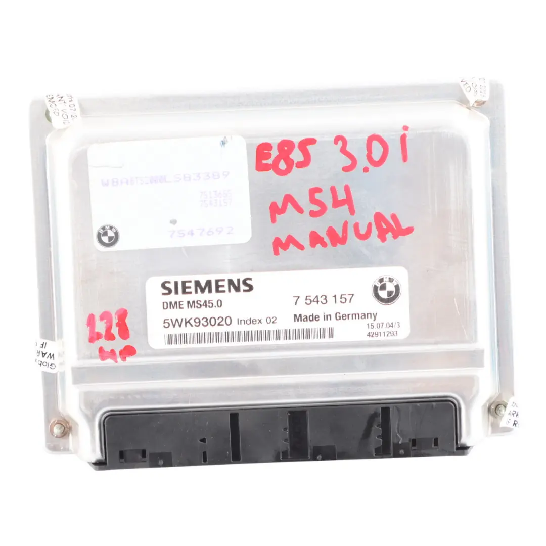 M54 231HP Engine Control ECU DME Manual to BMW X3 E83 Z4 E85 3.0i with Part number 7543157 BMW X3 E83 Z4 E85 3.0i M54 231HP Engine Control ECU DME Manual - SKU 7543157-7 - Part number 7543157