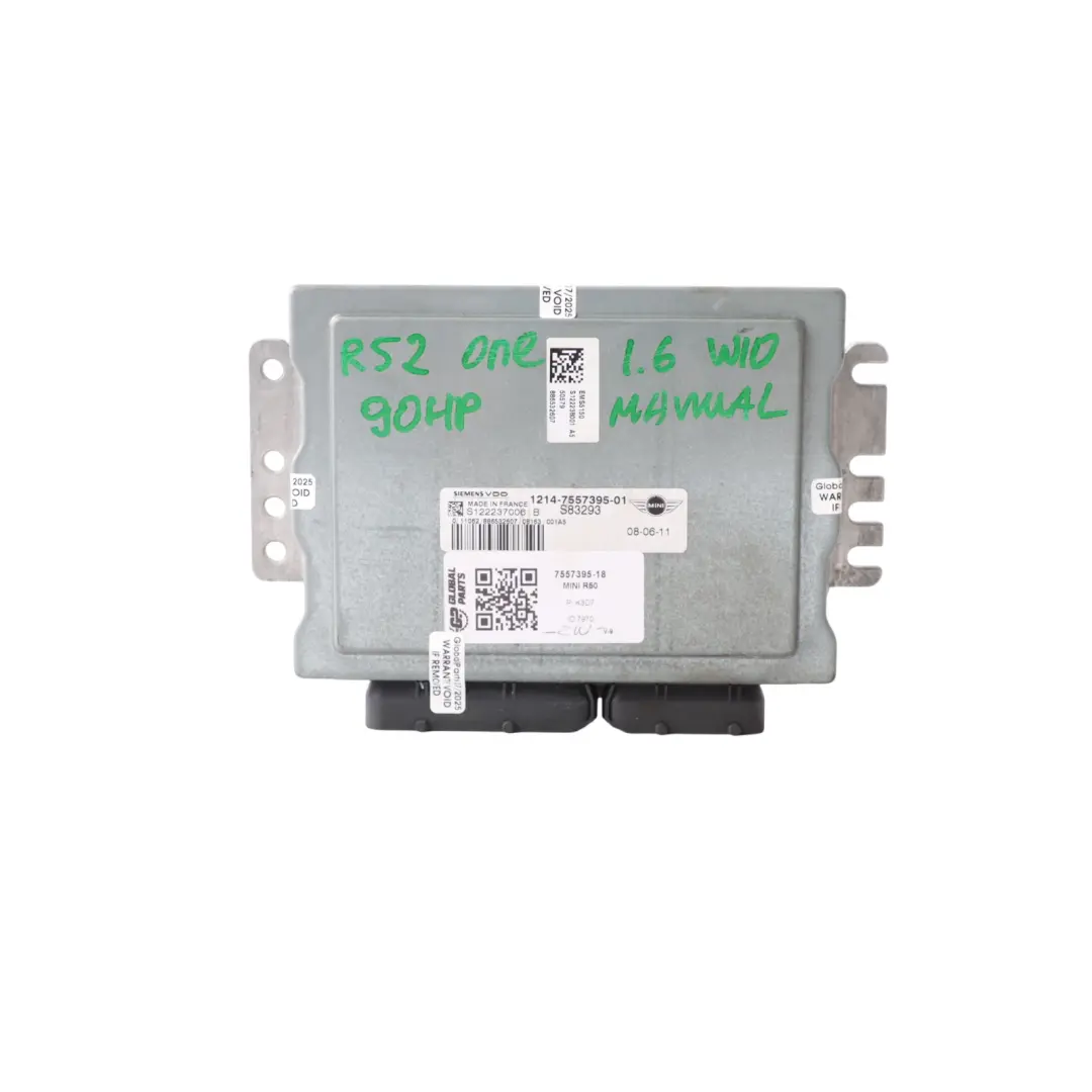 Mini R50 One 1.6 W10 90HP Komputer Sterownik Silnika ECU DME Zestaw - SKU 7557395-18 - Numer Części 7557395
