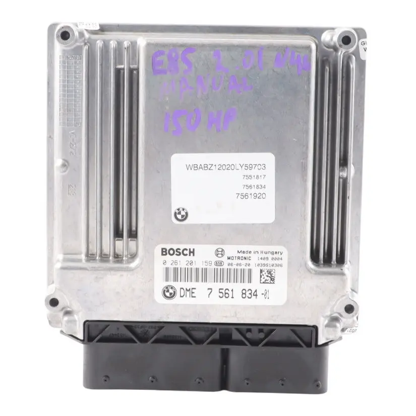 N46 150HP Engine ECU DME 7561834 Manual to BMW E85 E87 E90 120i 320i with Part number 7565301 BMW E85 E87 E90 120i 320i N46 150HP Engine ECU DME 7561834 Manual - SKU 7561834-21 - Part number 7565301