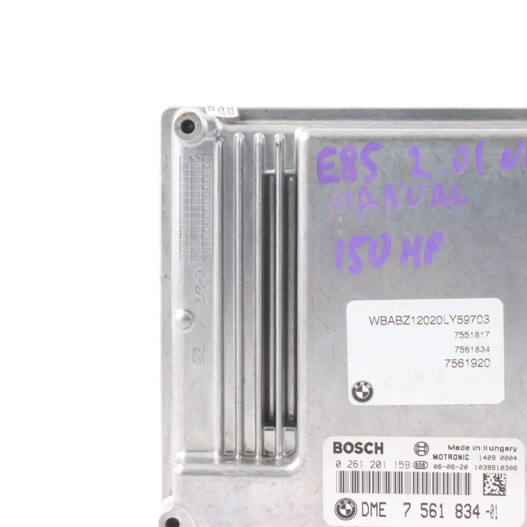 N46 150HP Engine ECU DME 7561834 Manual to BMW E85 E87 E90 120i 320i with Part number 7565301 BMW E85 E87 E90 120i 320i N46 150HP Engine ECU DME 7561834 Manual - SKU 7561834-21 - Part number 7565301