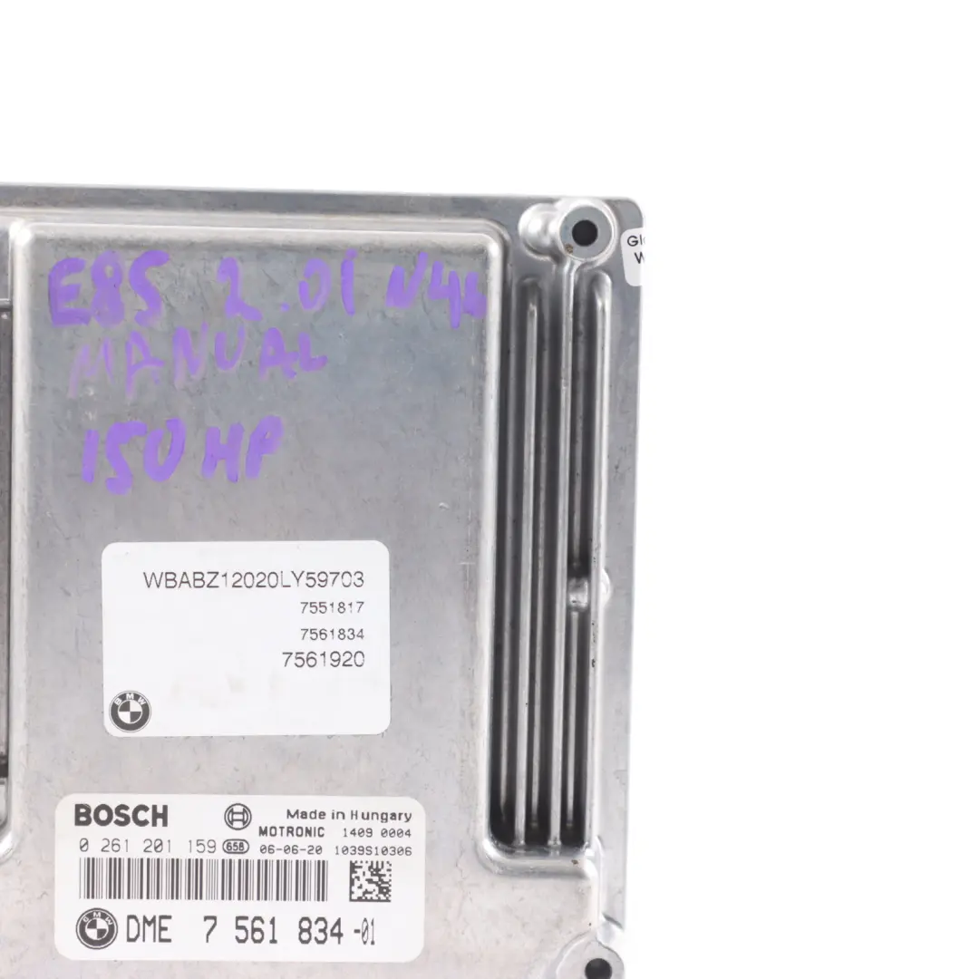 N46 150HP Engine ECU DME 7561834 Manual to BMW E85 E87 E90 120i 320i with Part number 7565301 BMW E85 E87 E90 120i 320i N46 150HP Engine ECU DME 7561834 Manual - SKU 7561834-21 - Part number 7565301