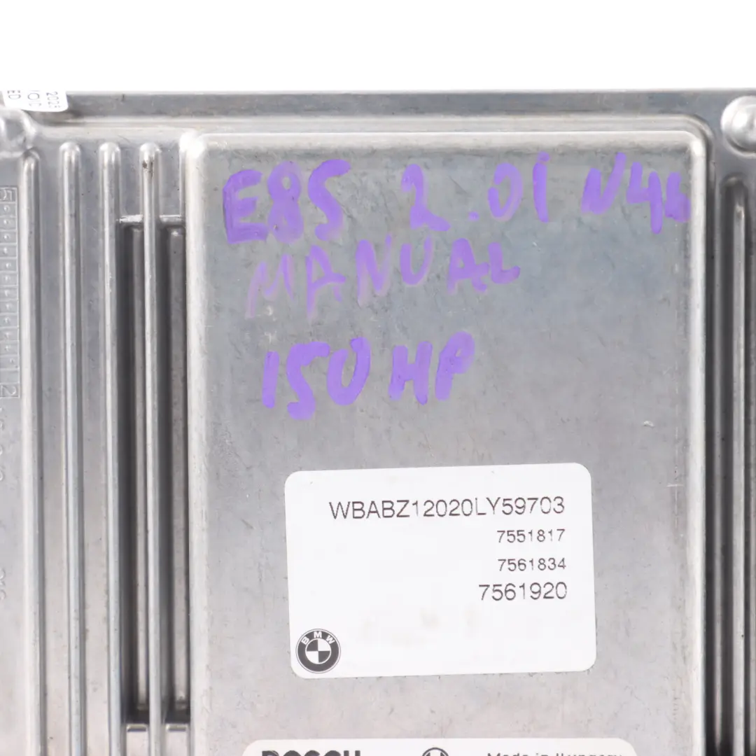N46 150HP Engine ECU DME 7561834 Manual to BMW E85 E87 E90 120i 320i with Part number 7565301 BMW E85 E87 E90 120i 320i N46 150HP Engine ECU DME 7561834 Manual - SKU 7561834-21 - Part number 7565301