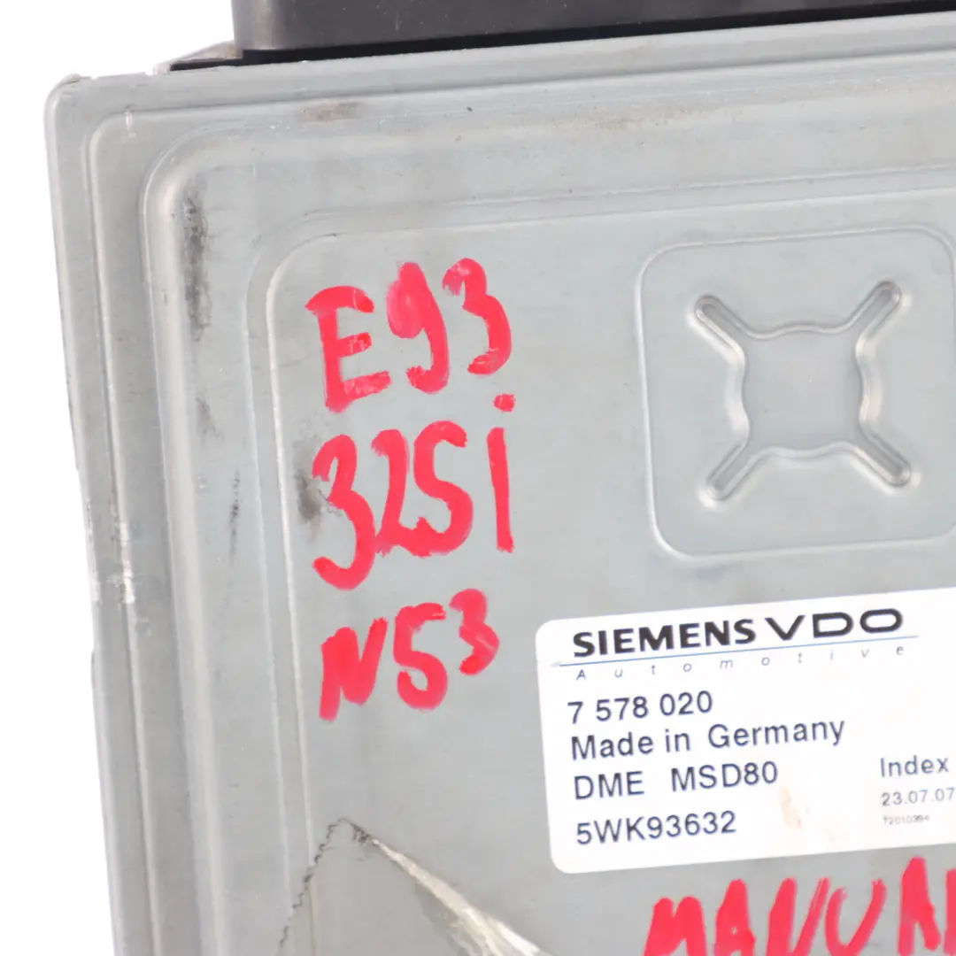 BMW E60 E90 LCI 325I 525I N53 218HP Unité Commande Moteur ECU DME Manual - SKU 7578020-7 - Numéro de pièce 7578020