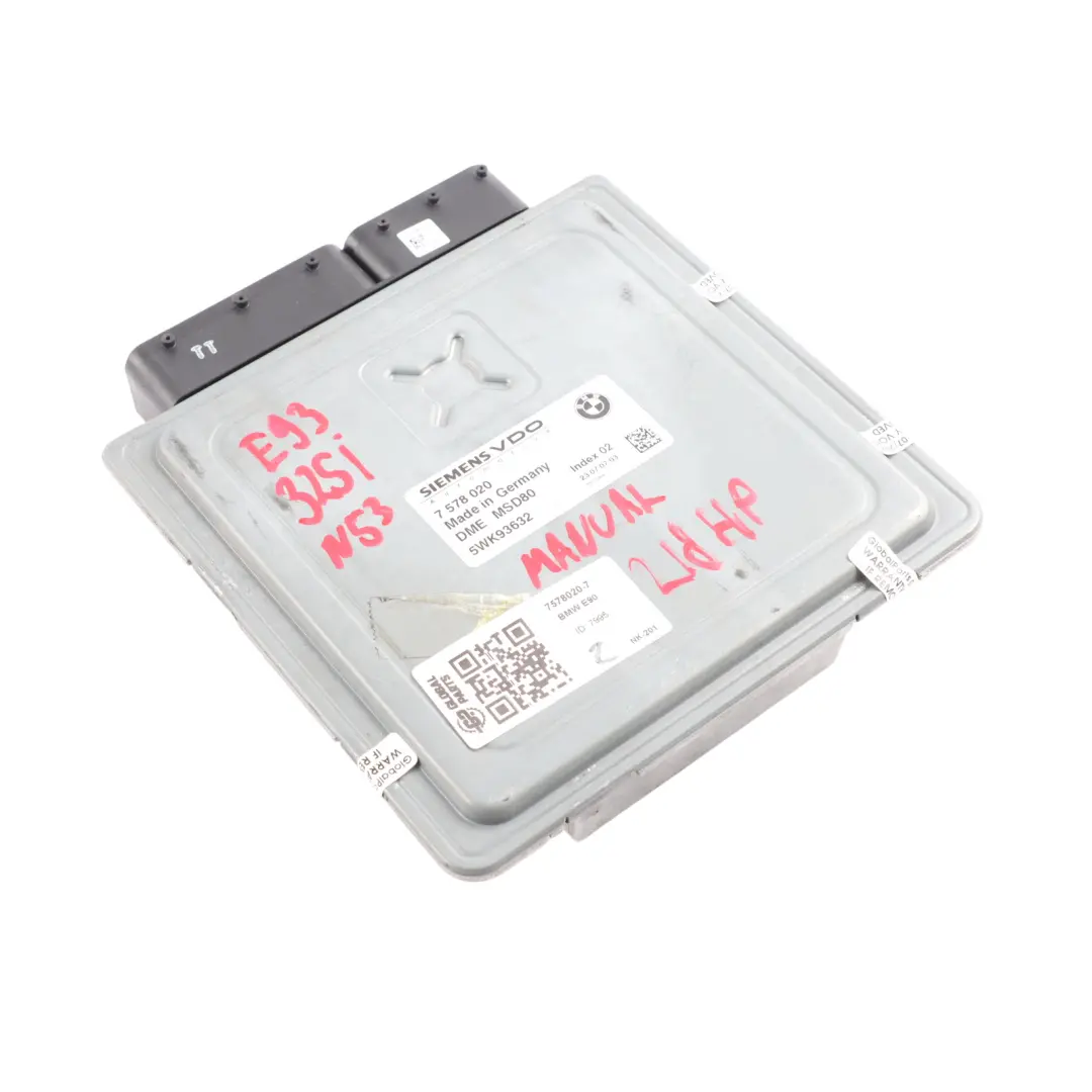 BMW E60 E90 LCI 325I 525I N53 218HP Unidad Control Motor ECU DME Manual - SKU 7578020-7 - Número de pieza 7578020