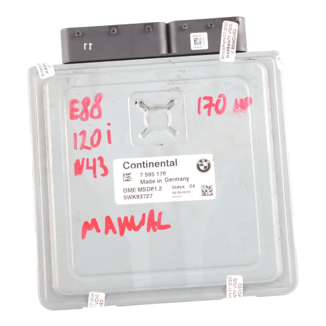 N43 170HP Engine Control ECU DME Manual to BMW E88 LCI E90 120i 320i with Part number 7595179 BMW E88 LCI E90 120i 320i N43 170HP Engine Control ECU DME Manual - SKU 7595179-19 - Part number 7595179
