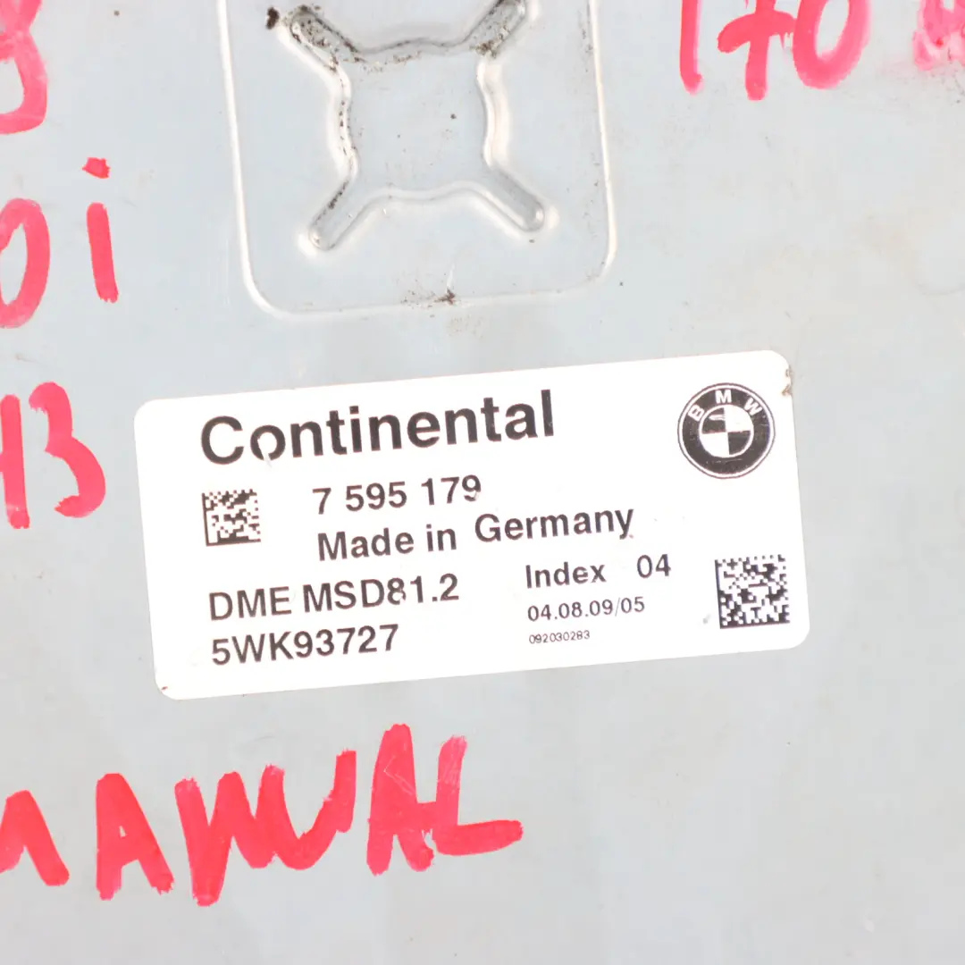 BMW E88 LCI E90 120i 320i N43 170HP Engine Control ECU DME Manual - SKU 7595179-19 - Part number 7595179