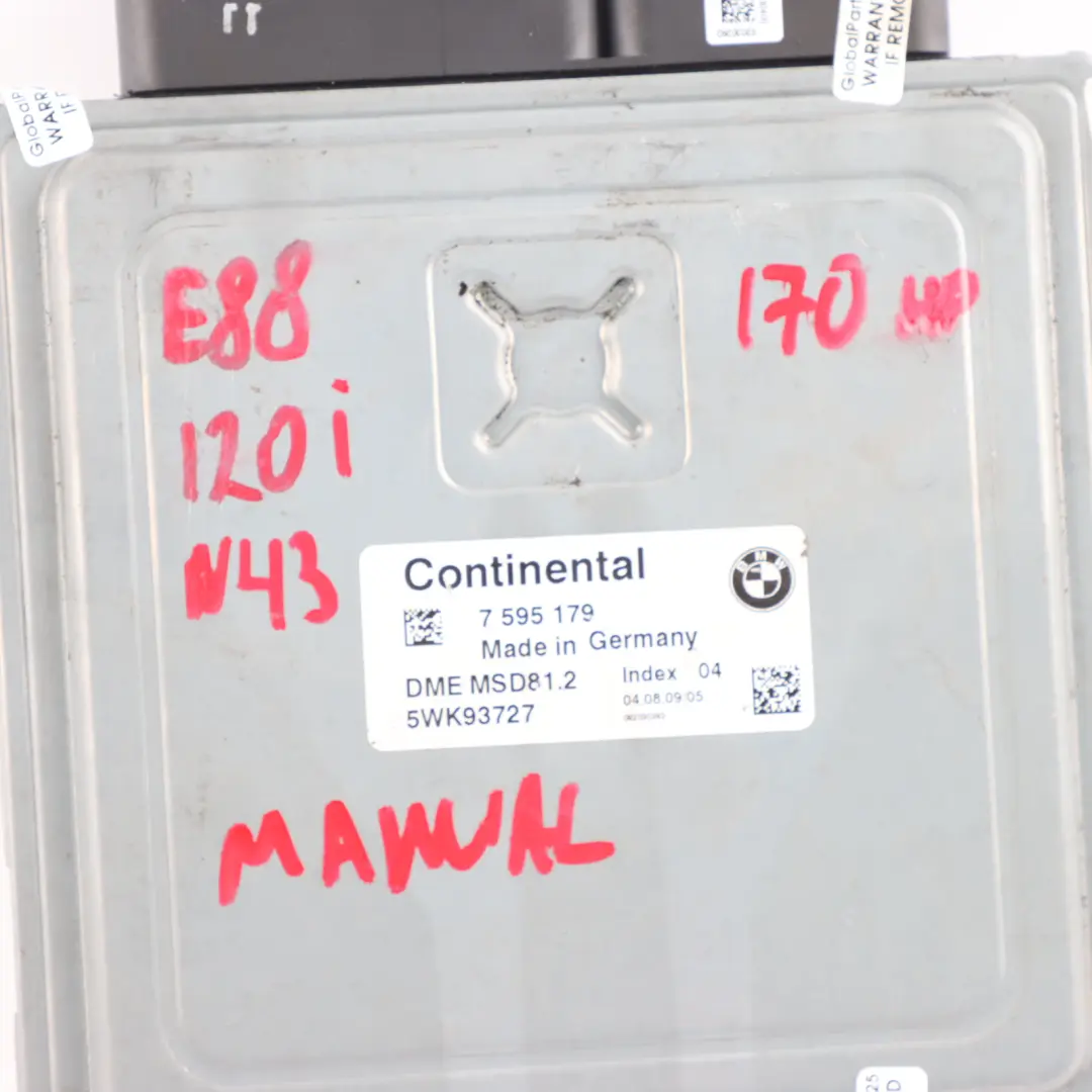 BMW E88 LCI E90 120i 320i N43 170HP Engine Control ECU DME Manual - SKU 7595179-19 - Part number 7595179