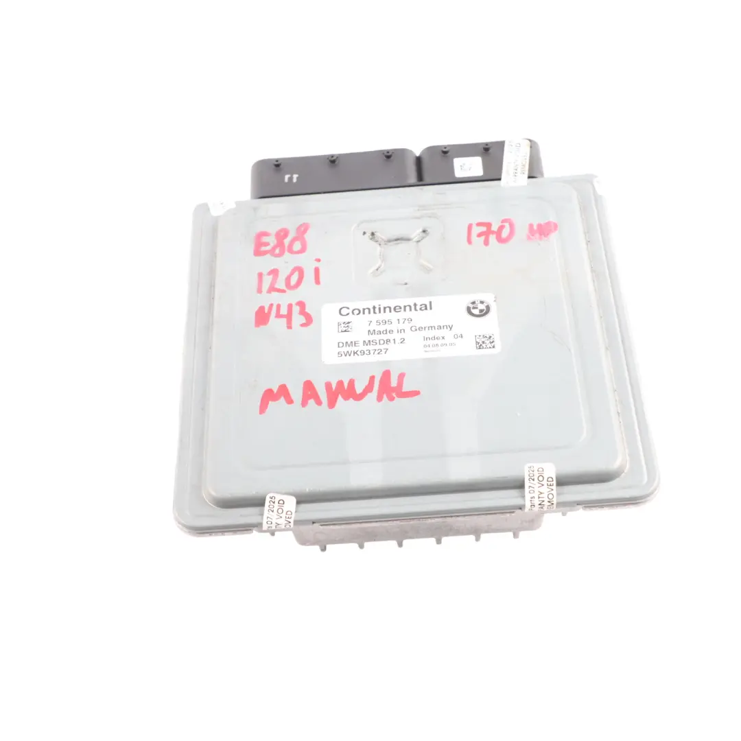 BMW E88 LCI E90 120i 320i N43 170HP Engine Control ECU DME Manual - SKU 7595179-19 - Part number 7595179