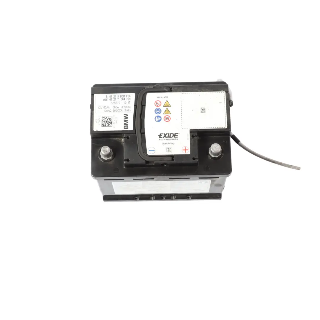 AGM Exide Car Battery 12V 60Ah 660A to BMW with Part number 7604799 BMW AGM Exide Car Battery 12V 60Ah 660A - SKU 7604799 - Part number 7604799