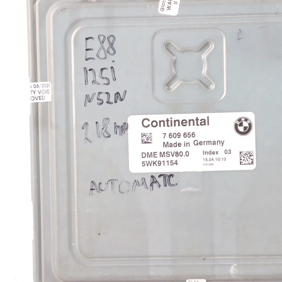 BMW E88 E90 E91 E92 125i 325i N52N 218HP Engine ECU Kit DME Automatic - SKU 7609656-4 - Part number 7609656