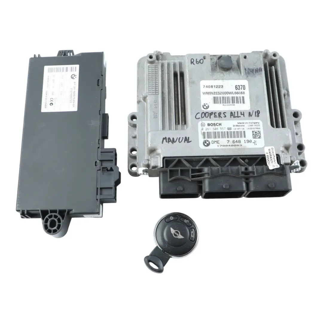 Mini Cooper S R60 ALL4 N18 1.6 184HP Kit ECU DME + CAS3 + Llave Manual - SKU 7648190-4 - Número de pieza 7648190
