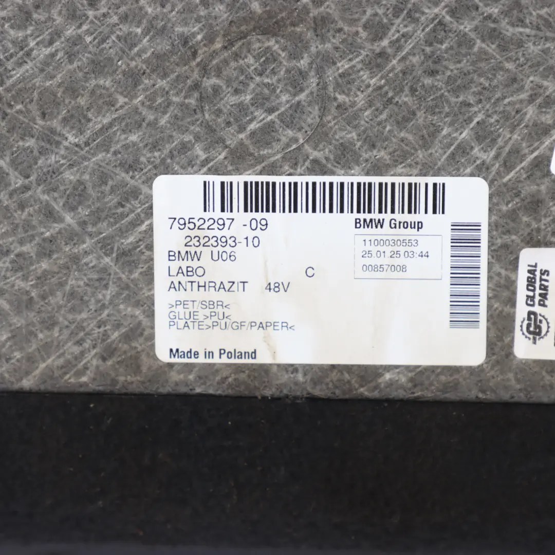 BMW U06 Boot Trunk Luggage Compartment Floor Carpet Trim Cover Black - SKU 7952297 - Part number 7952297